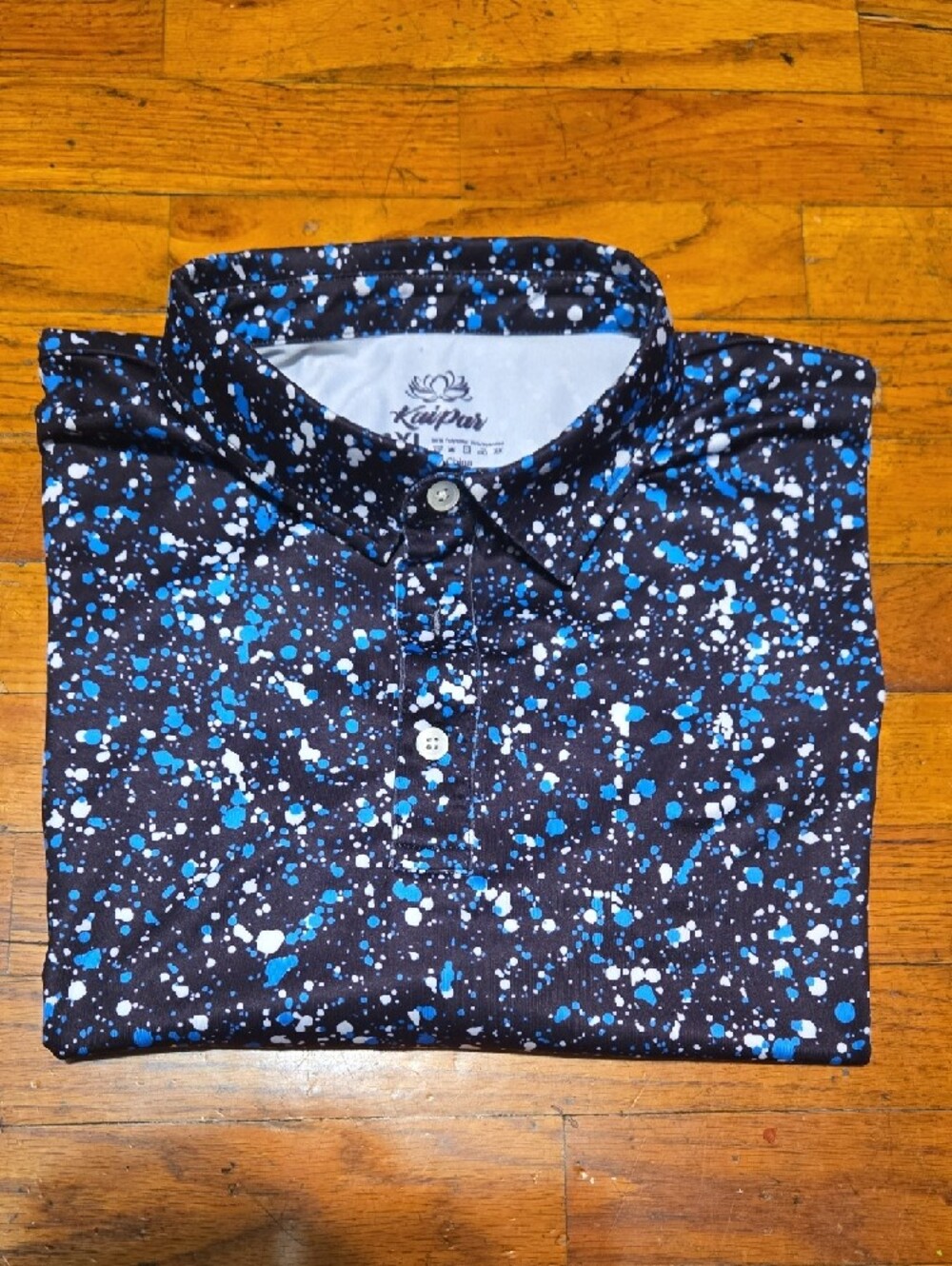 Kaipar Hawaiian Golf Polo Shirt Men's 3XL Black Short Sleeve Jackson Pollock